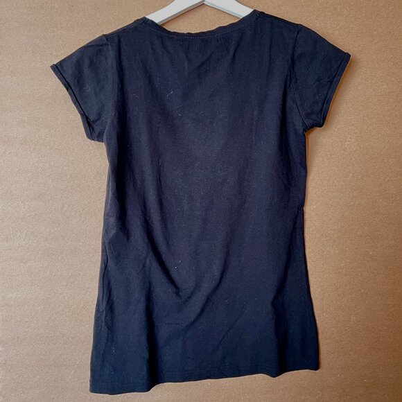 LK  Textile Collections Sequined Bull Design Tee in Bright Pink on black Size M - Picture 4 of 5